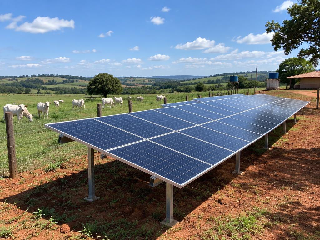 Painéis solares em propriedade rural